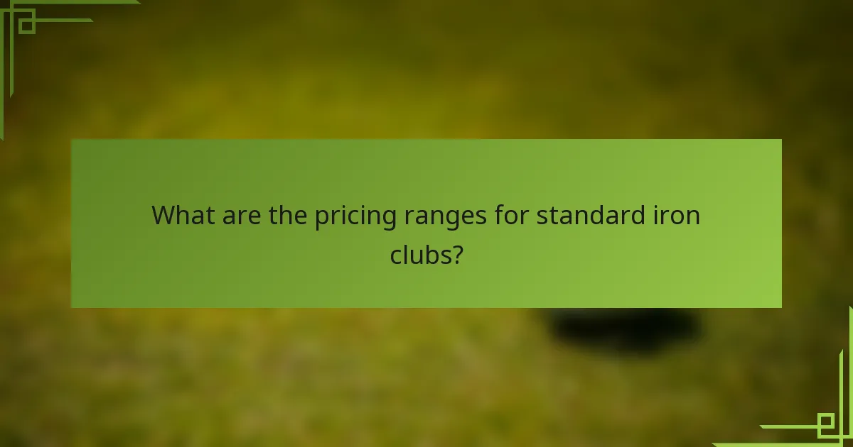 What are the pricing ranges for standard iron clubs?